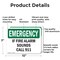 Signmission If Fire Alarm Sounds Call 911 Emergency Sign, Aluminum, 10in W x 7in L, 2PK OS-2PACK-EM-A-710-L-10393 - alternate 4